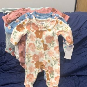 Child of Mine Floral Kids Footie in Pink and Brown